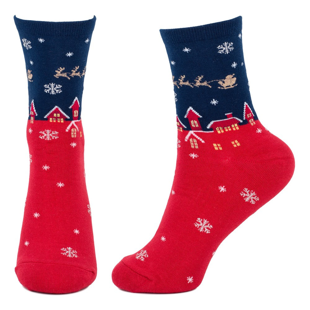 Ladies Holy Night Socks – Navy Blue & Red