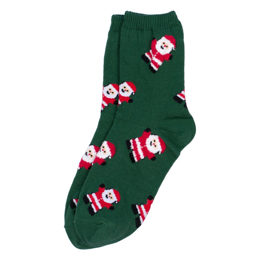 Ladies Santa Print Socks – Green