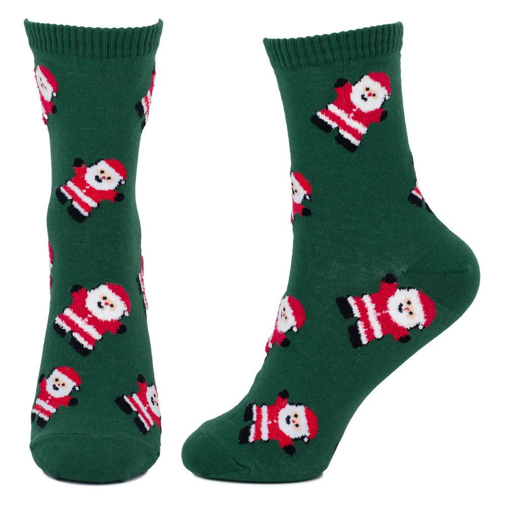 Ladies Santa Print Socks – Green