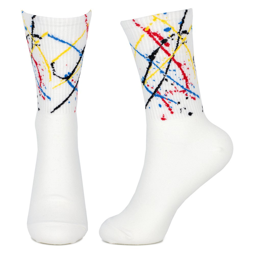 Men's Paint Splash White Socks