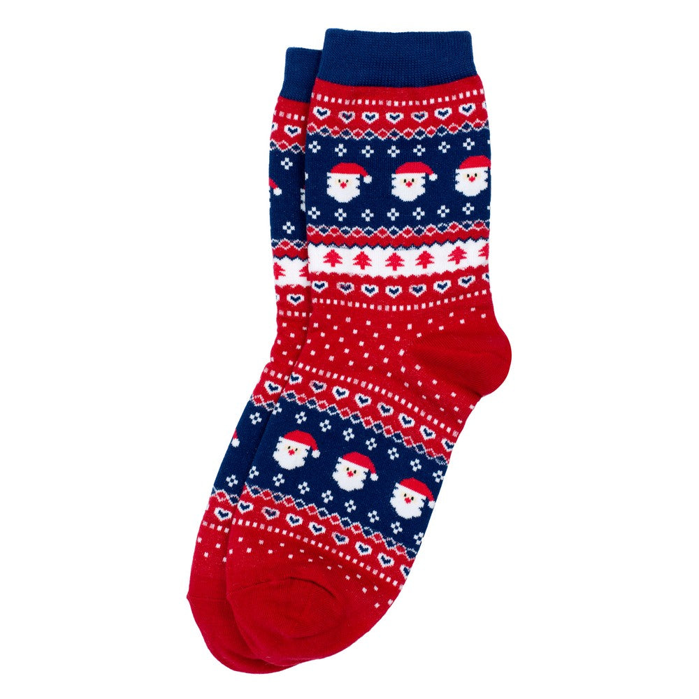Ladies Santa Fairisle Socks – Red