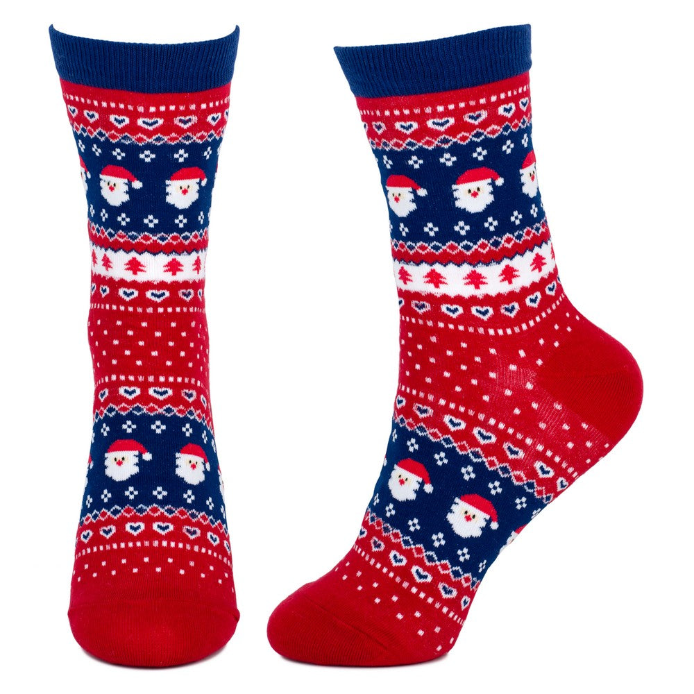 Ladies Santa Fairisle Socks – Red