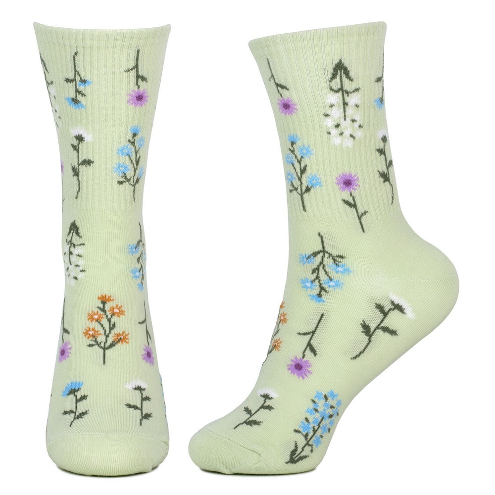 Ladies Flower Pressings Green Socks