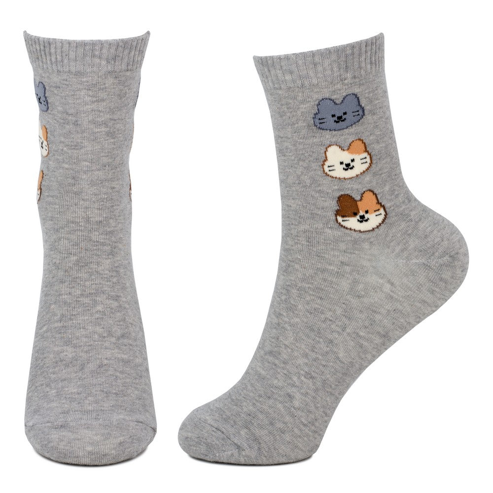 Ladies Cat Trio Grey Socks